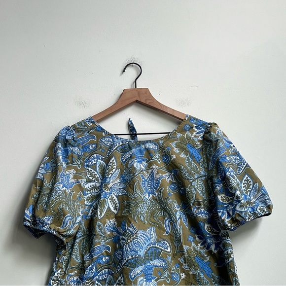 Talbots Tie Back Short Sleeve Top Women's Large Lively Floral Preppy Garden Puff - Picture 4 of 11
